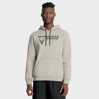 Men's Fanatics Off White Milwaukee Bucks Crossover Collection Blocked Shot Premium Pullover Hoodie