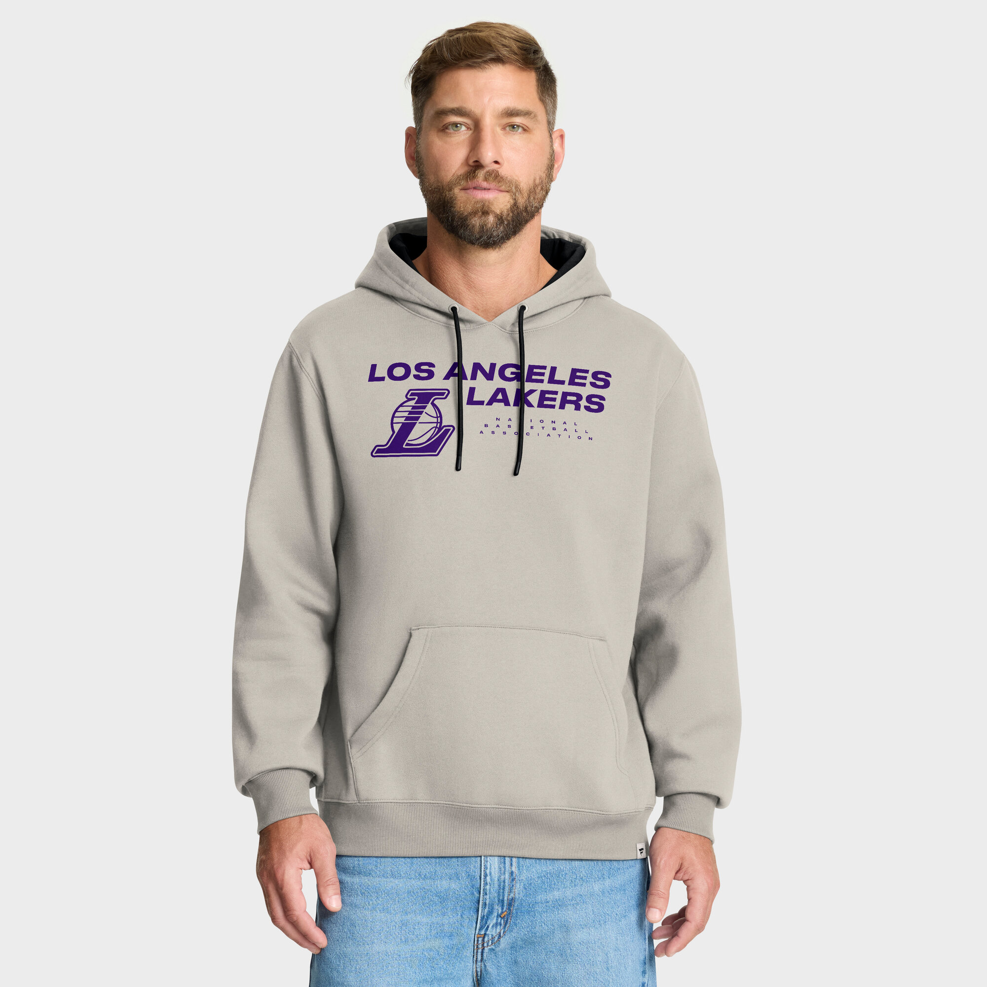 Men's Fanatics Off White Los Angeles Lakers Crossover Collection Blocked Shot Premium Pullover Hoodie