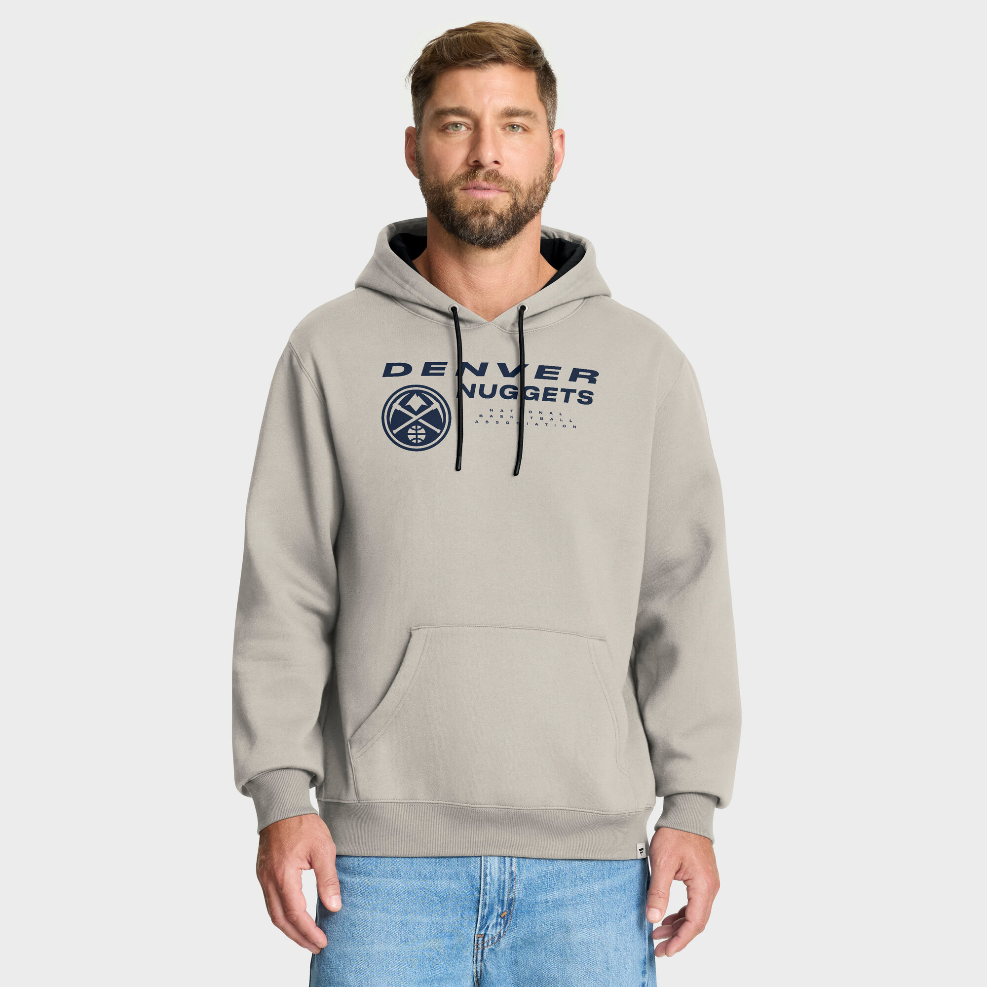 Men's Fanatics Off White Denver Nuggets Crossover Collection Blocked Shot Premium Pullover Hoodie