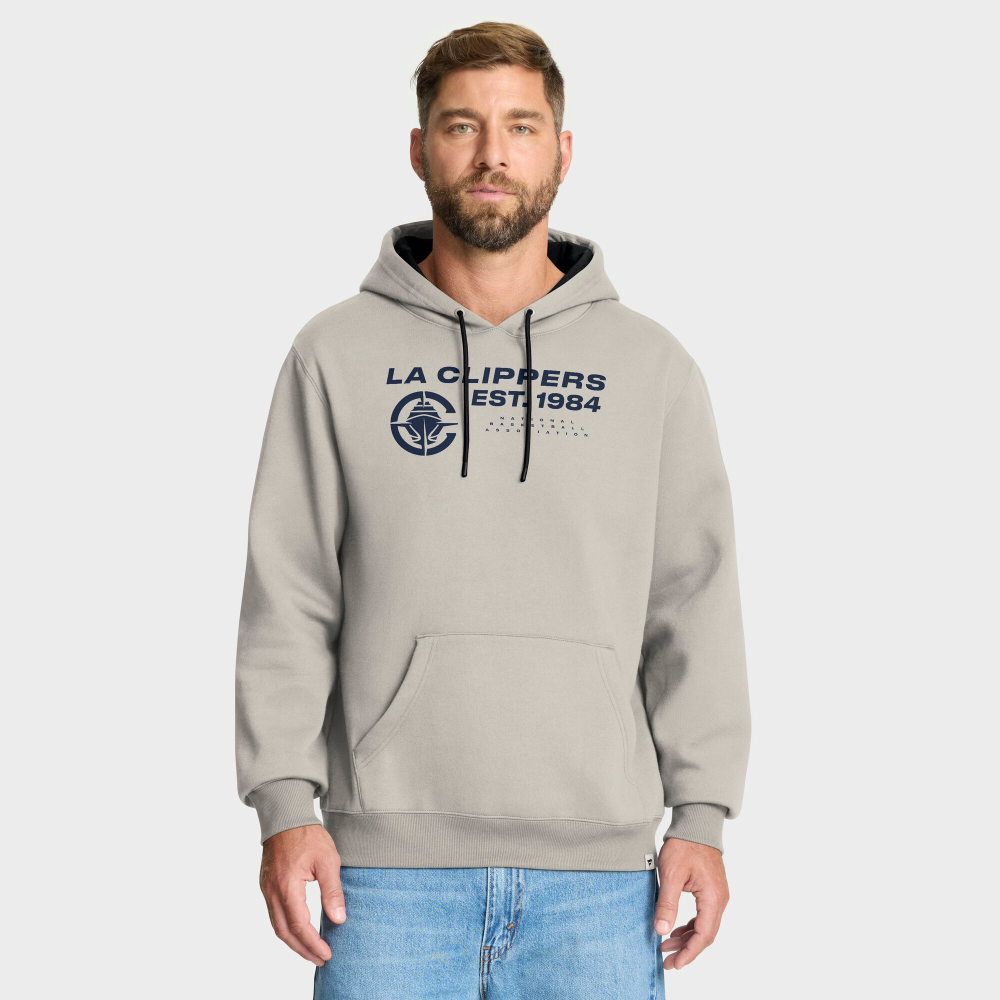 Men's Fanatics Off White LA Clippers Crossover Collection Blocked Shot Premium Pullover Hoodie