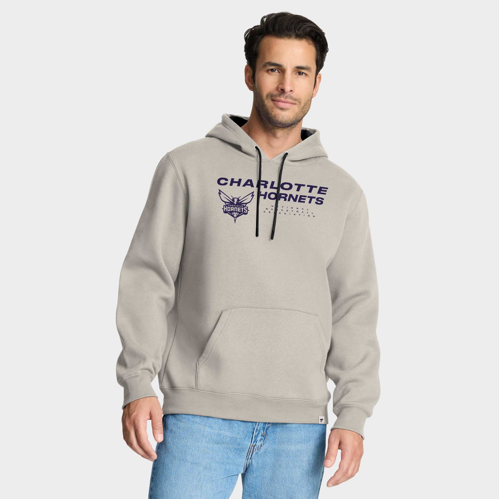 Fanatics Men's Off White Charlotte Hornets Crossover Collection Blocked Shot Premium Pullover Hoodie - Cream, Black