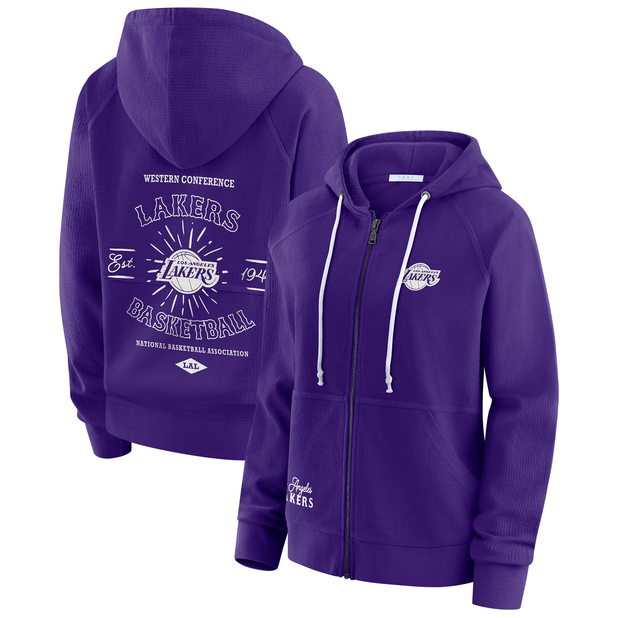 Women's WEAR by Erin Andrews Purple Los Angeles Lakers Vintage Full-Zip Raglan Hoodie
