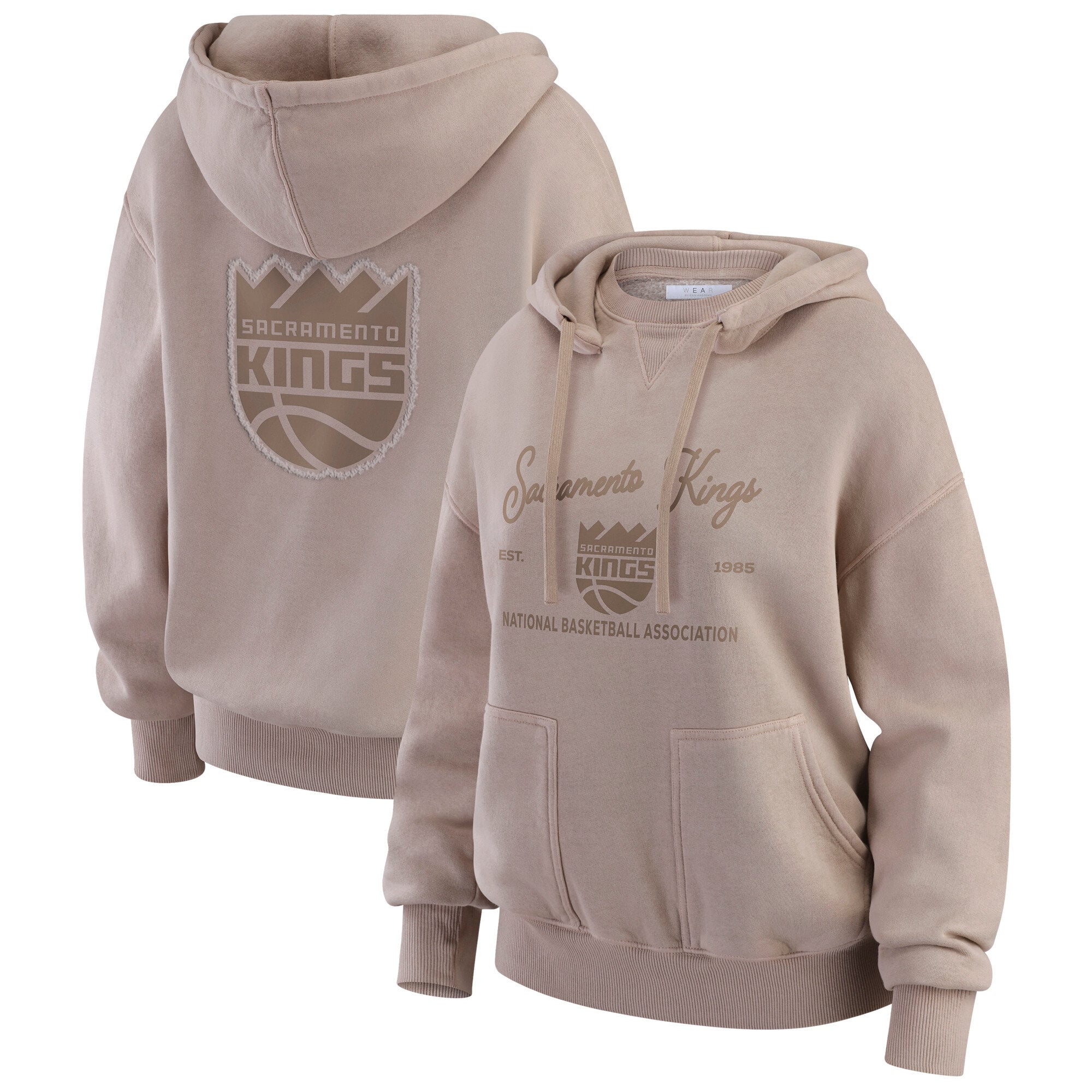 Women's WEAR by Erin Andrews  Tan Sacramento Kings Washed Pullover Crewdie