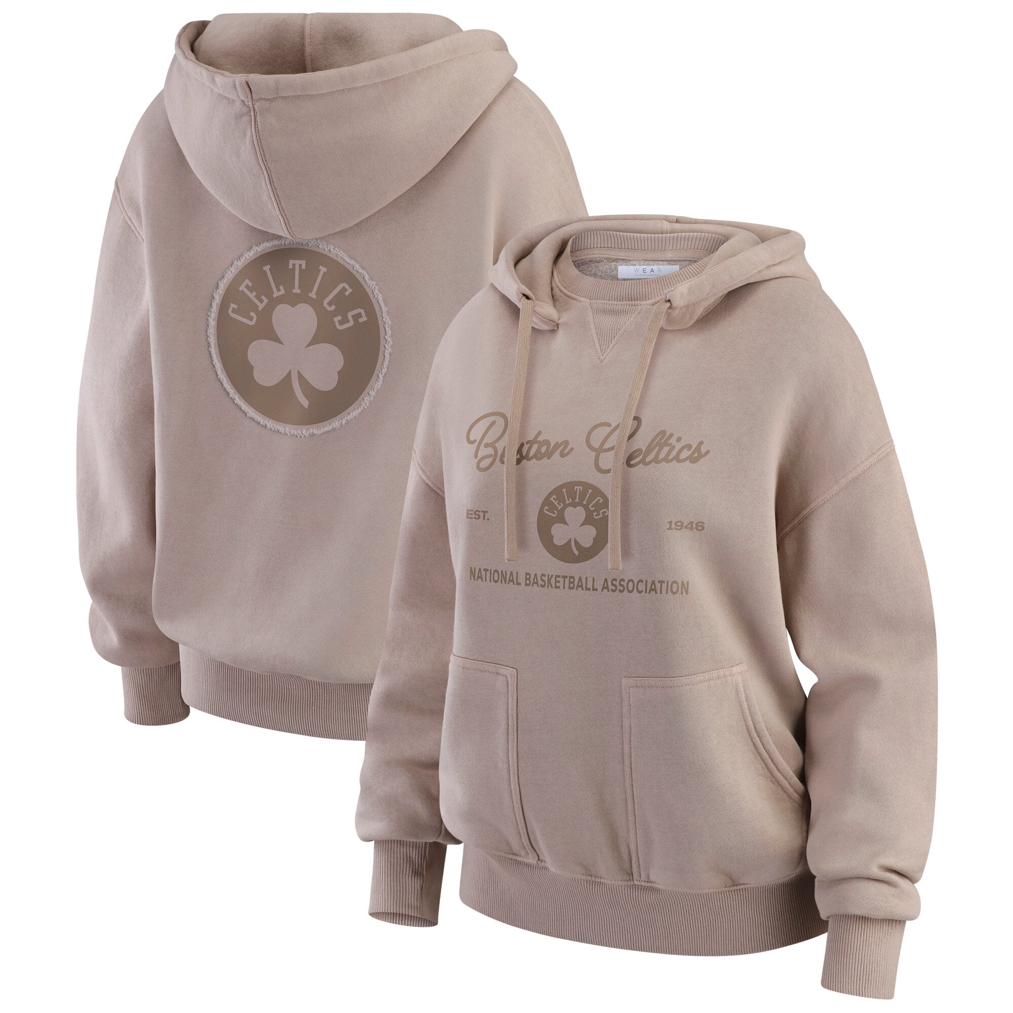 Women's WEAR by Erin Andrews  Tan Boston Celtics Washed Pullover Crewdie