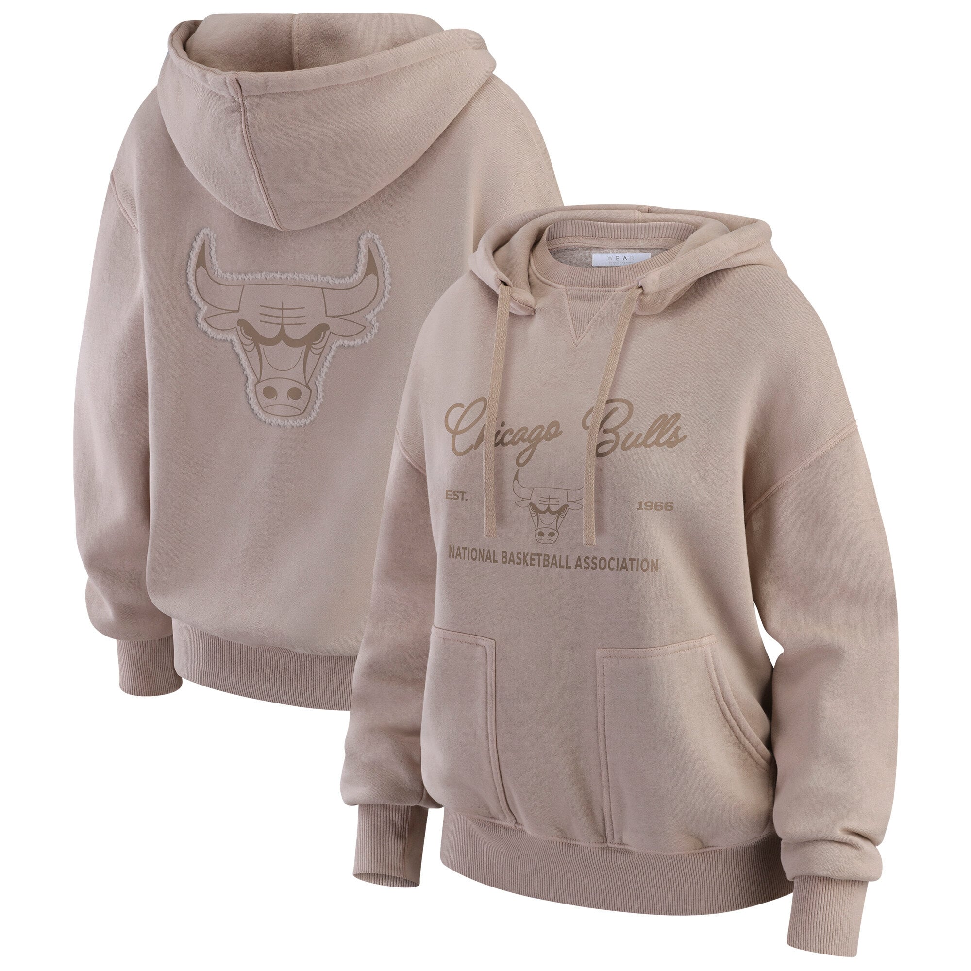 Women's WEAR by Erin Andrews  Tan Chicago Bulls Washed Pullover Crewdie