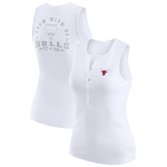 Women's WEAR by Erin Andrews White Chicago Bulls Rib-Knit Henley Tank Top
