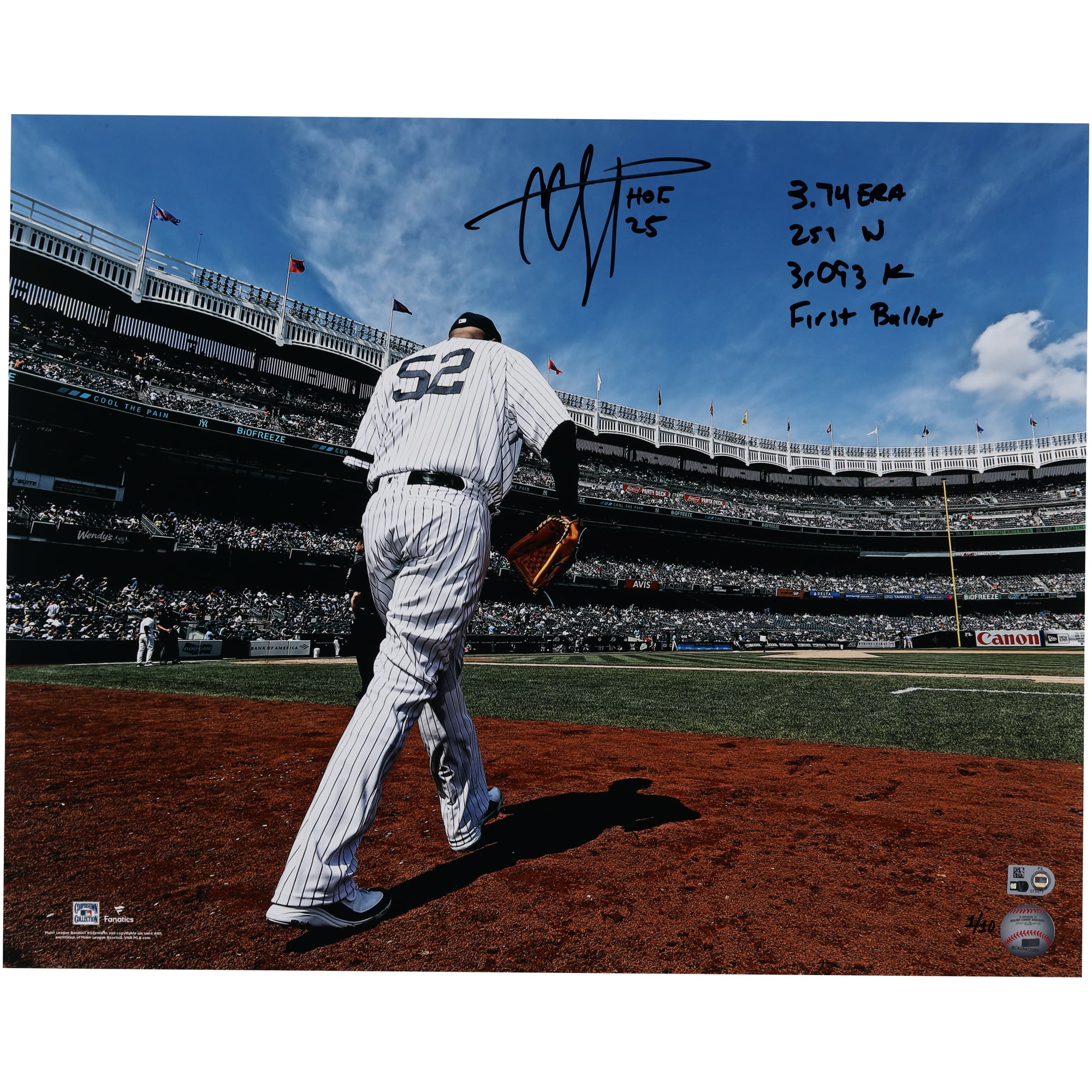 CC Sabathia New York Yankees Autographed 16" x 20" Running out of the Dugout Photograph with Multiple Inscriptions