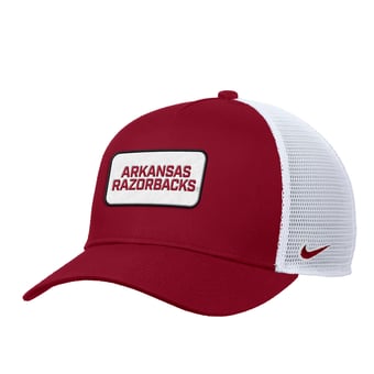 Men's Nike Cardinal Arkansas Razorbacks 2025 On-Field Rise Trucker Performance Adjustable Hat