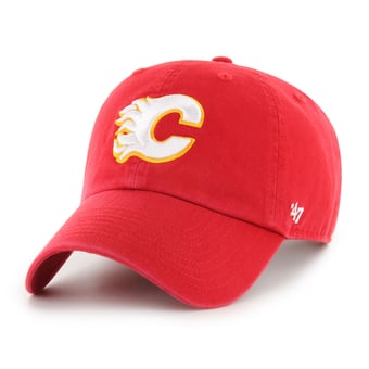 Men's '47  Red Calgary Flames Core Logo Clean Up Adjustable Hat