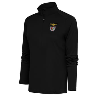Women's Antigua  Black Benfica Statement Half-Zip Pullover