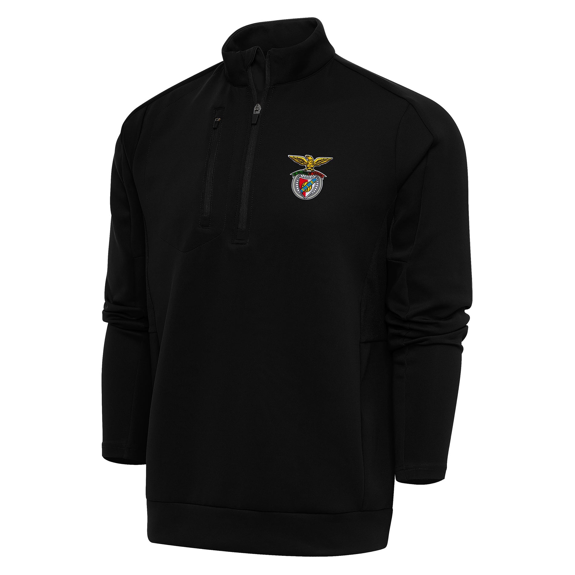 Men's Antigua Black Benfica Genesis Quarter-Zip Pullover