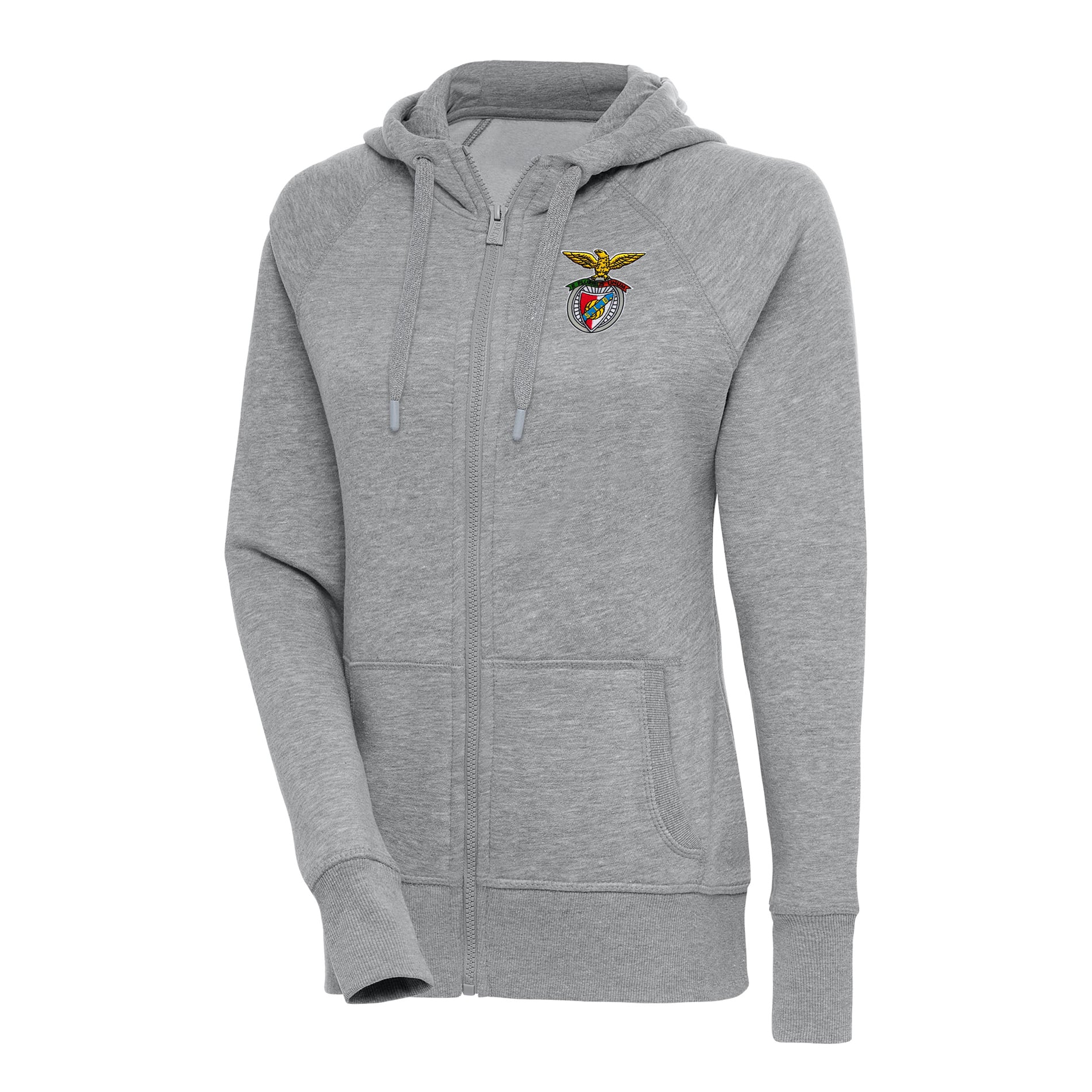 Women's Antigua Heather Gray Benfica Takeover Full-Zip Hoodie Jacket