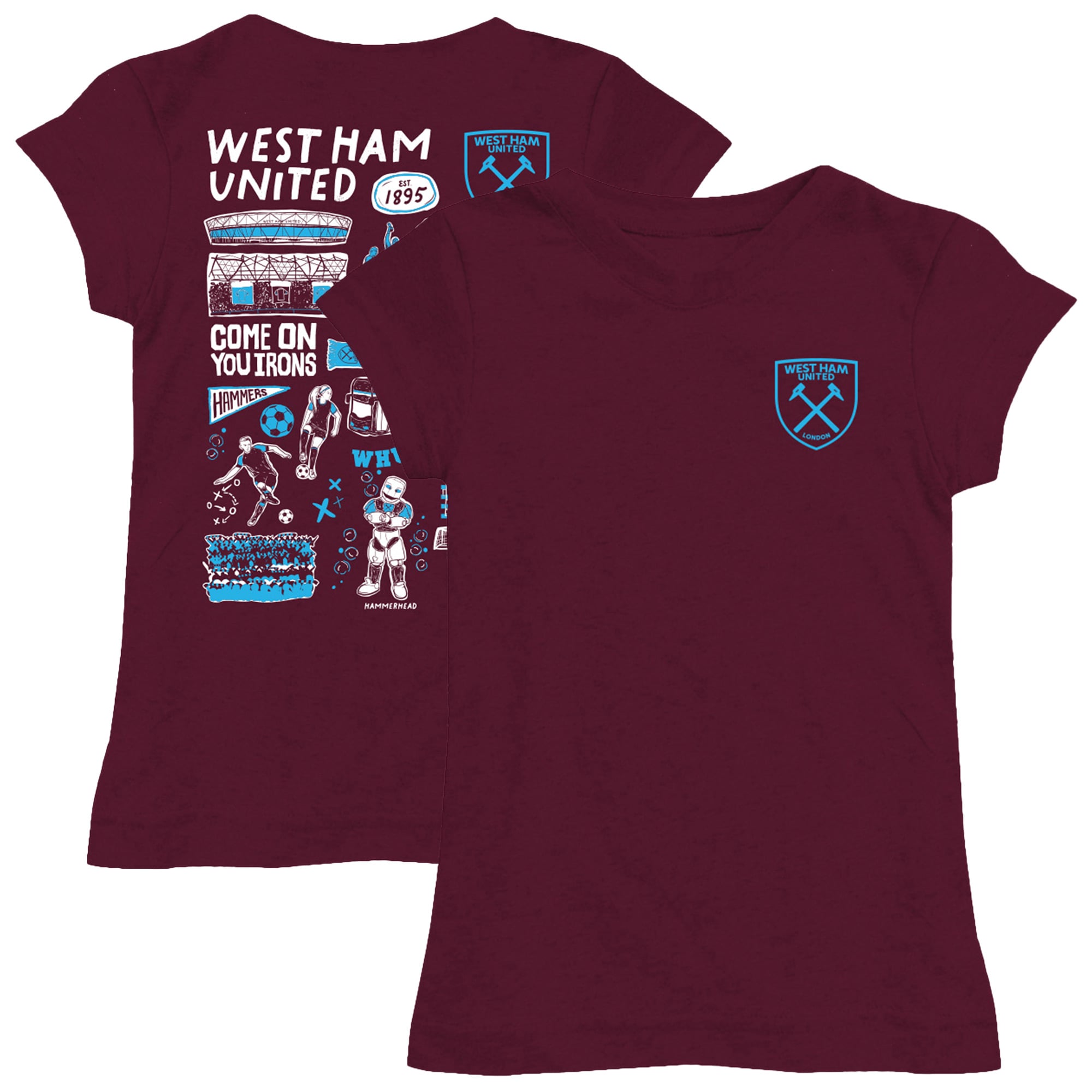 Toddler Vive La Fete  Maroon West Ham United Impressions Artwork Fitted T-Shirt