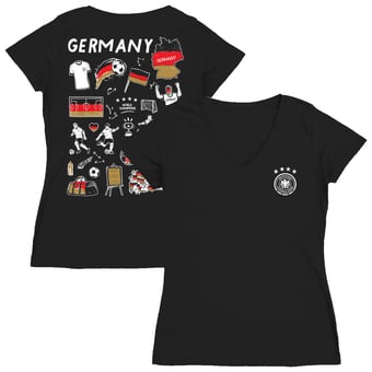 Women's Vive La Fete  Black Germany National Team Impressions Artwork V-Neck Fitted T-Shirt