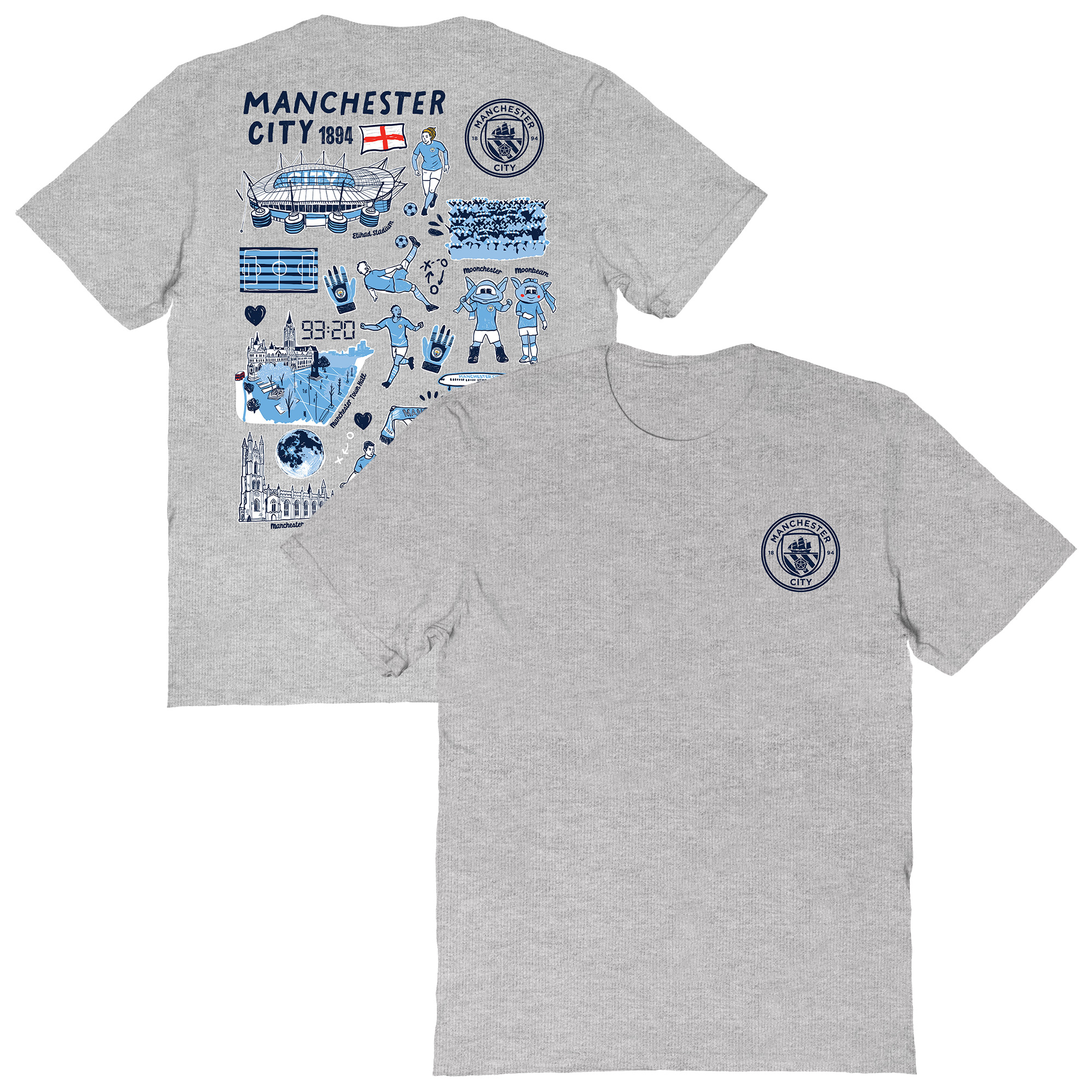 Women's Vive La Fete Heather Gray Manchester City Impressions Artwork T-Shirt