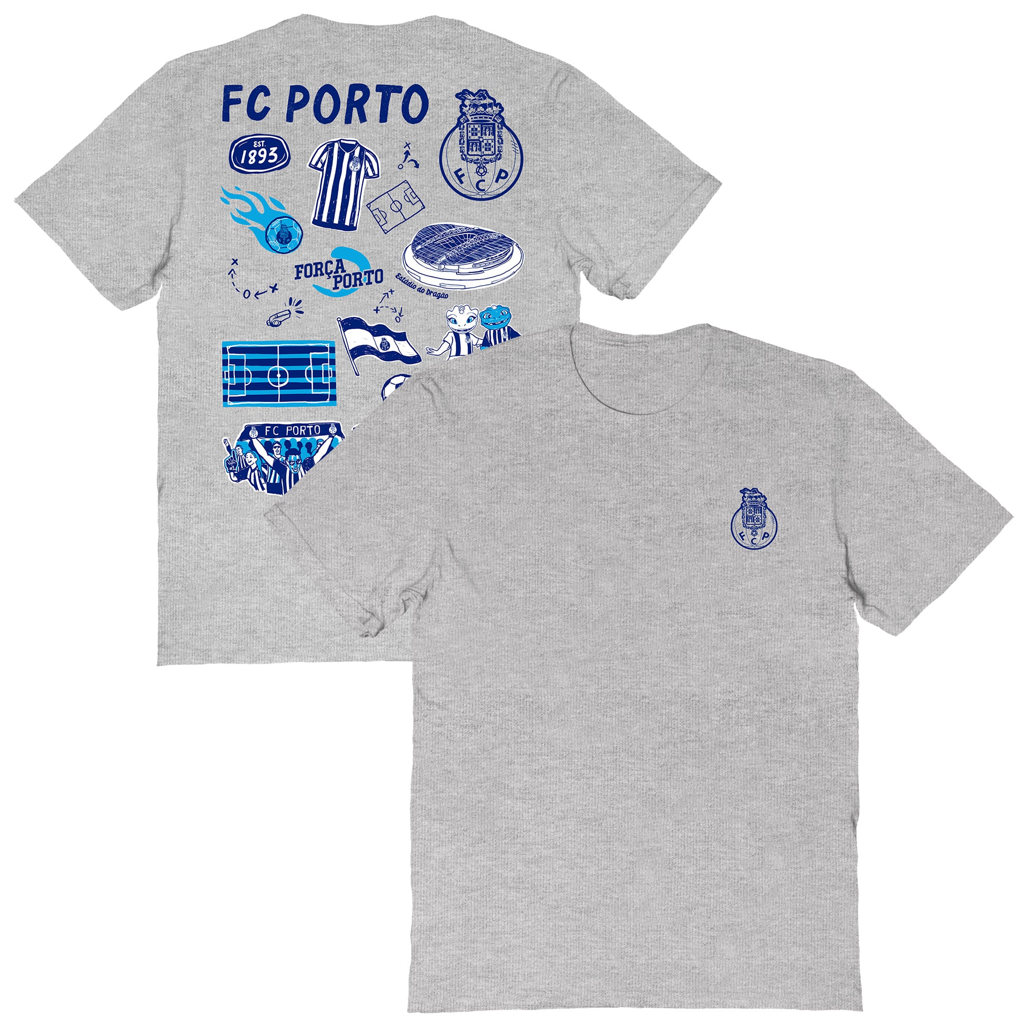 Women's Vive La Fete Heather Gray FC Porto Impressions Artwork T-Shirt