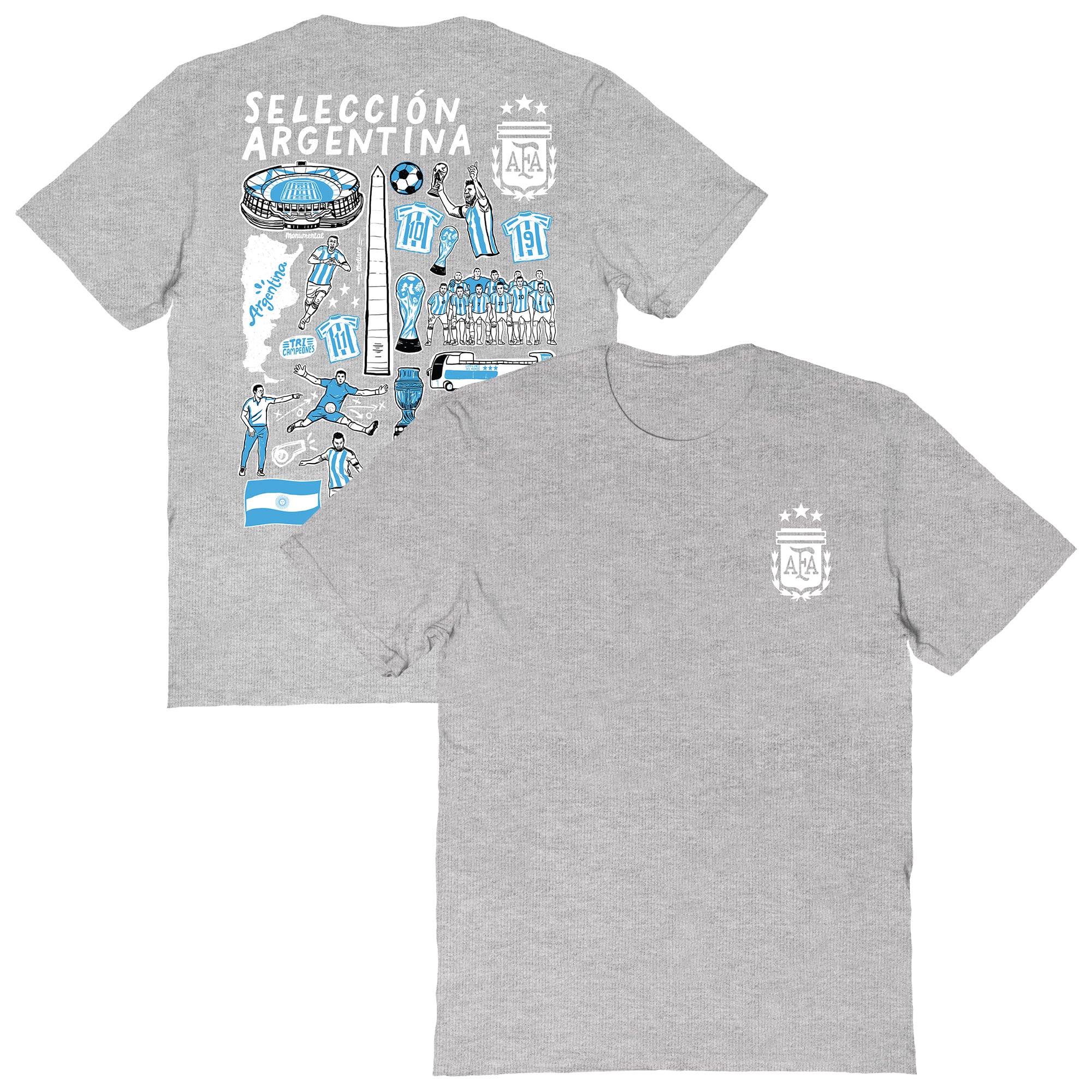 Women's Vive La Fete Heather Gray Argentina National Team Impressions Artwork T-Shirt