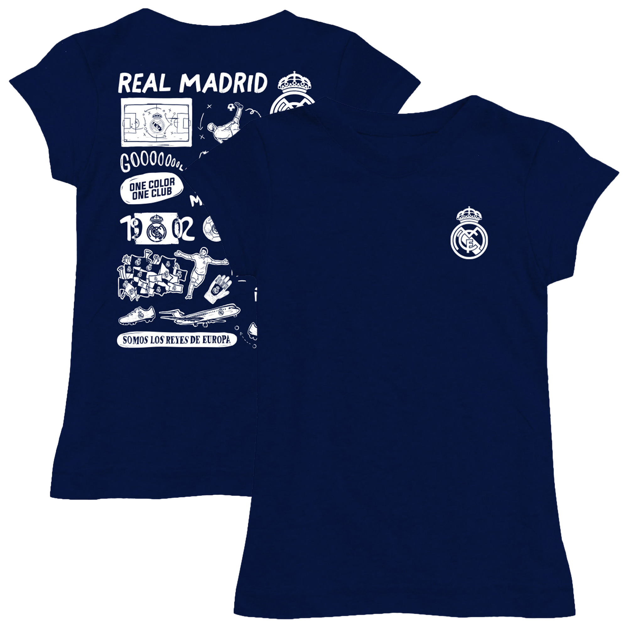 Girls Youth Vive La Fete Navy Real Madrid Color Badge Fitted T-Shirt