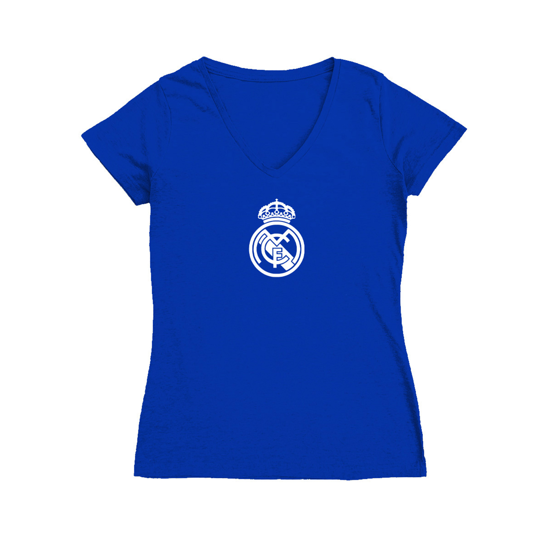 Women's Vive La Fete Royal Real Madrid Color Badge V-Neck Fitted T-Shirt