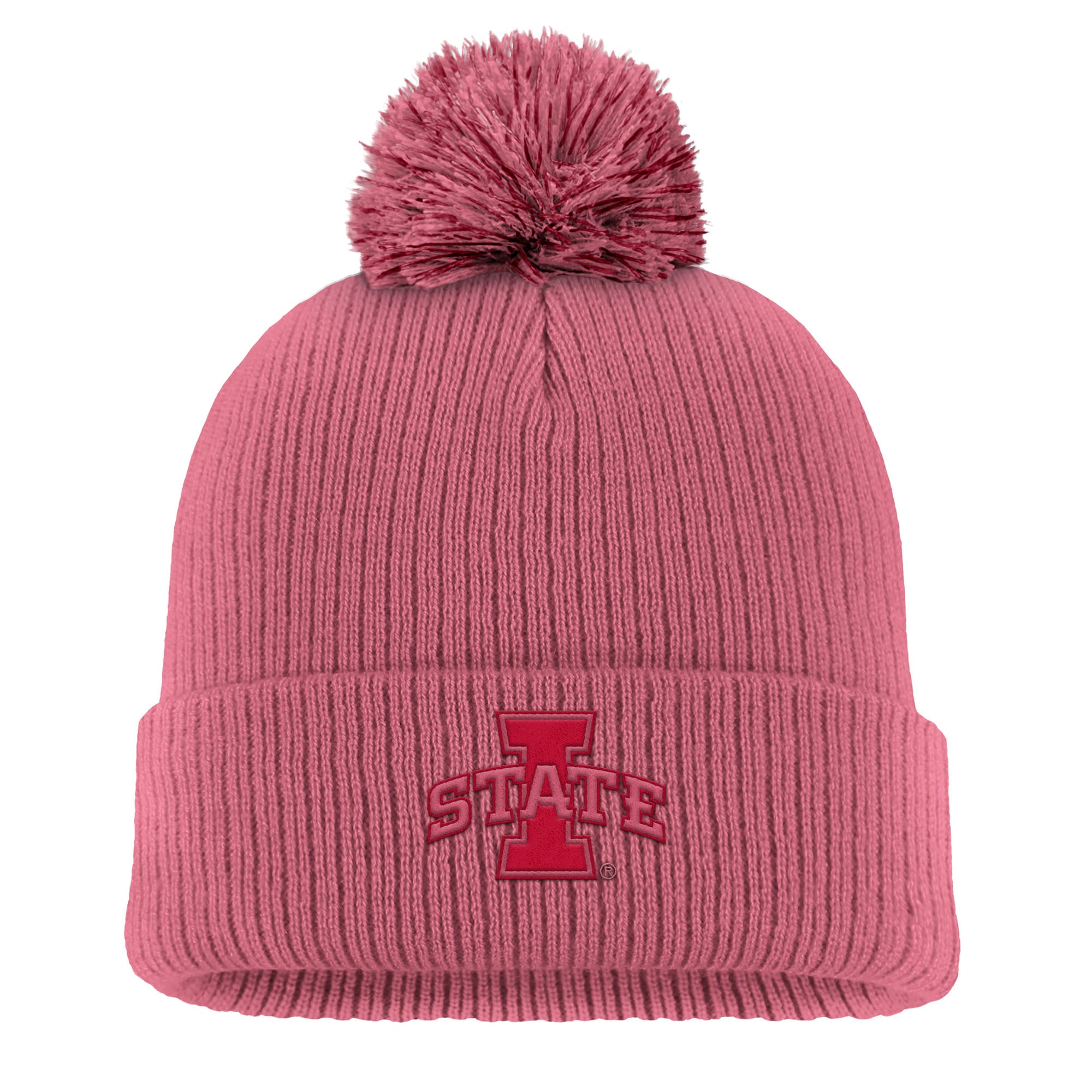 Men's Nike Pink Iowa State Cyclones Tonal Peak Cuffed Knit Hat with Pom