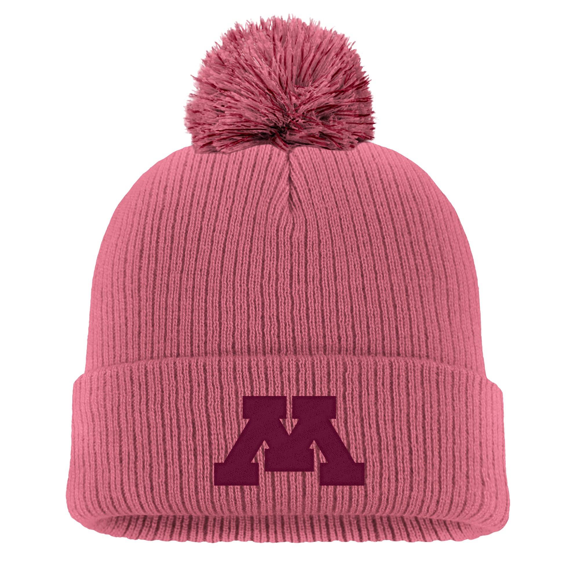 Men's Nike Pink Minnesota Golden Gophers Tonal Peak Cuffed Knit Hat with Pom