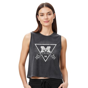 Women's Concepts Sport  Charcoal Michigan Wolverines Distressed Market French Terry Tank Top