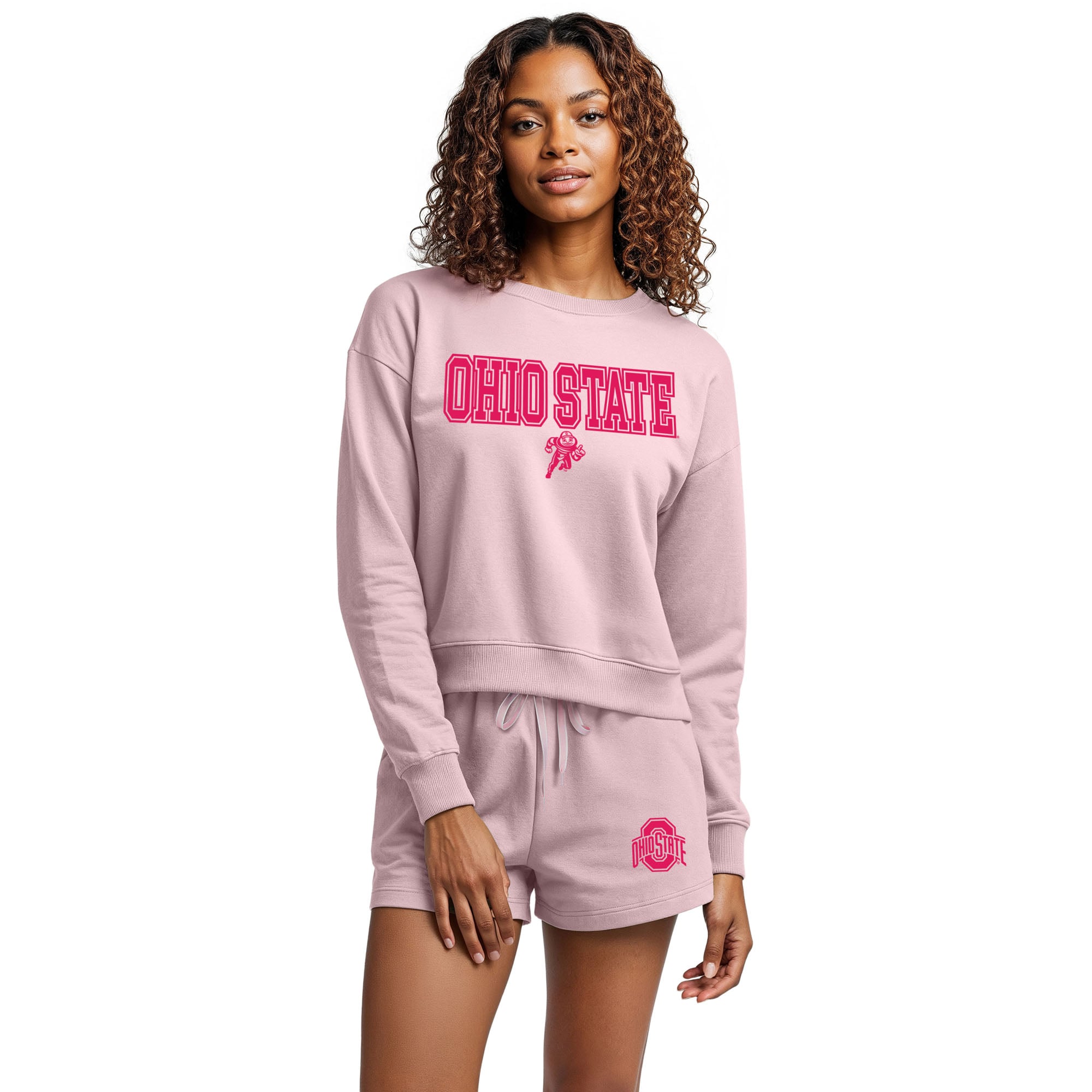 Women's Concepts Sport Pink Ohio State Buckeyes Elevation Tri-Blend Long Sleeve Top & Short Set
