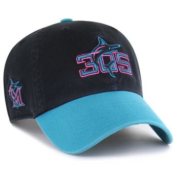 Men's '47  Black Miami Marlins City Connect Clean Up Adjustable Hat