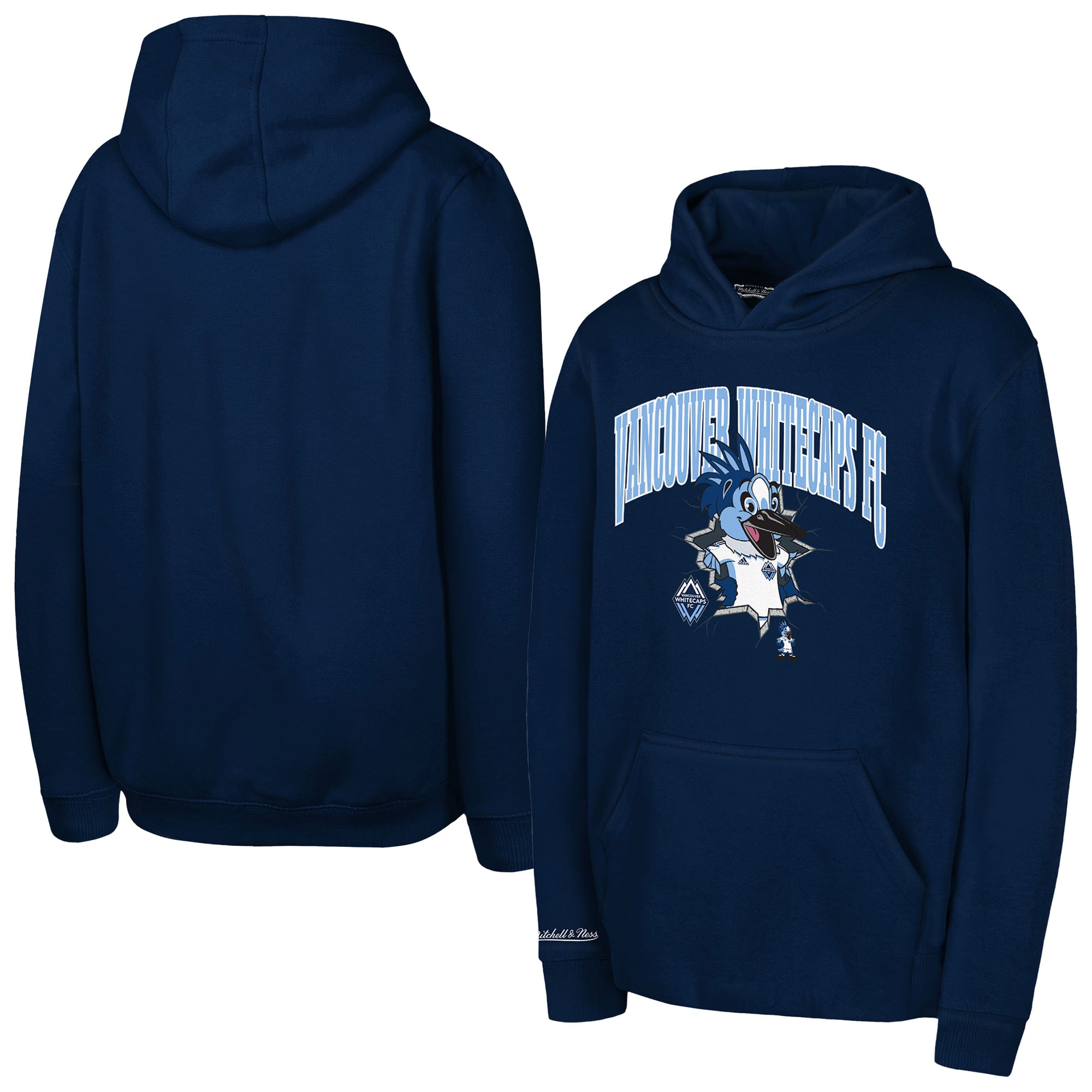 Youth Mitchell & Ness Navy Vancouver Whitecaps FC Mascot Break Out Pullover Hoodie