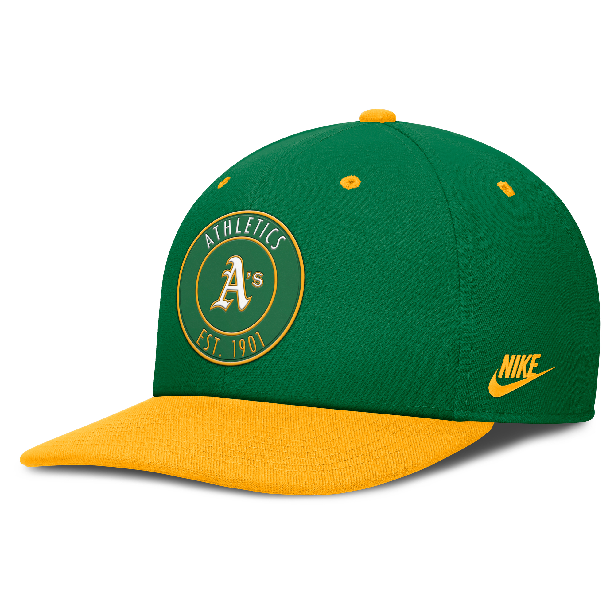 Men's Nike Green/Gold Athletics Cooperstown Collection Pro Dri-FIT Snapback Hat