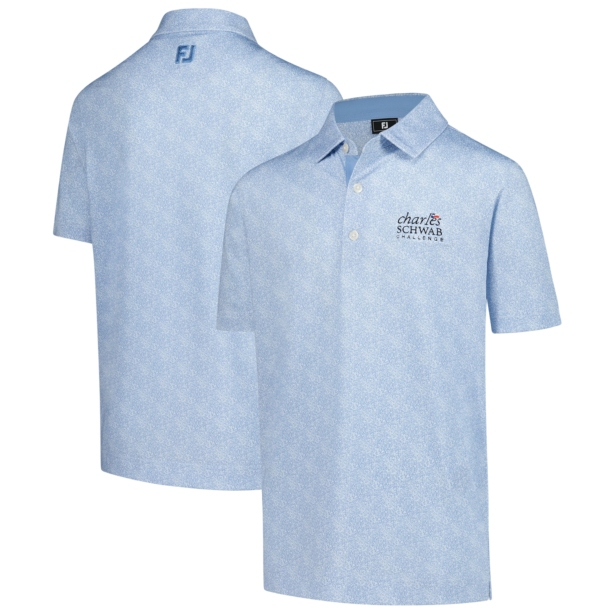 Boy’s Youth FootJoy Light Blue The Charles Schwab Challenge ProDry Speckle Print Lisle Print Polo Boy’s Youth FootJoy Light Blue The Charles Schwab Challenge ProDry Speckle Print Lisle Print Polo