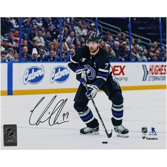 Victor Hedman Tampa Bay Lightning Autographed 8" x 10" Black Jersey Skating Photograph