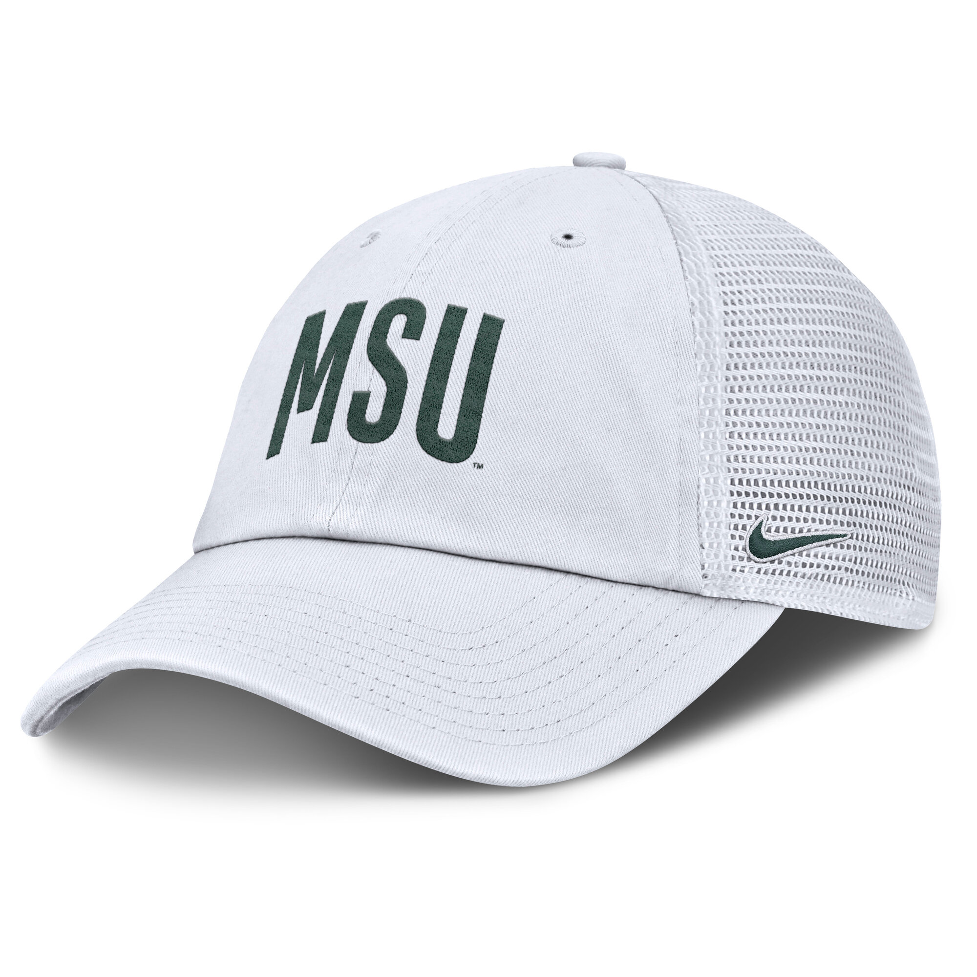 Men's Nike White Michigan State Spartans Club Campus Trucker Adjustable Hat