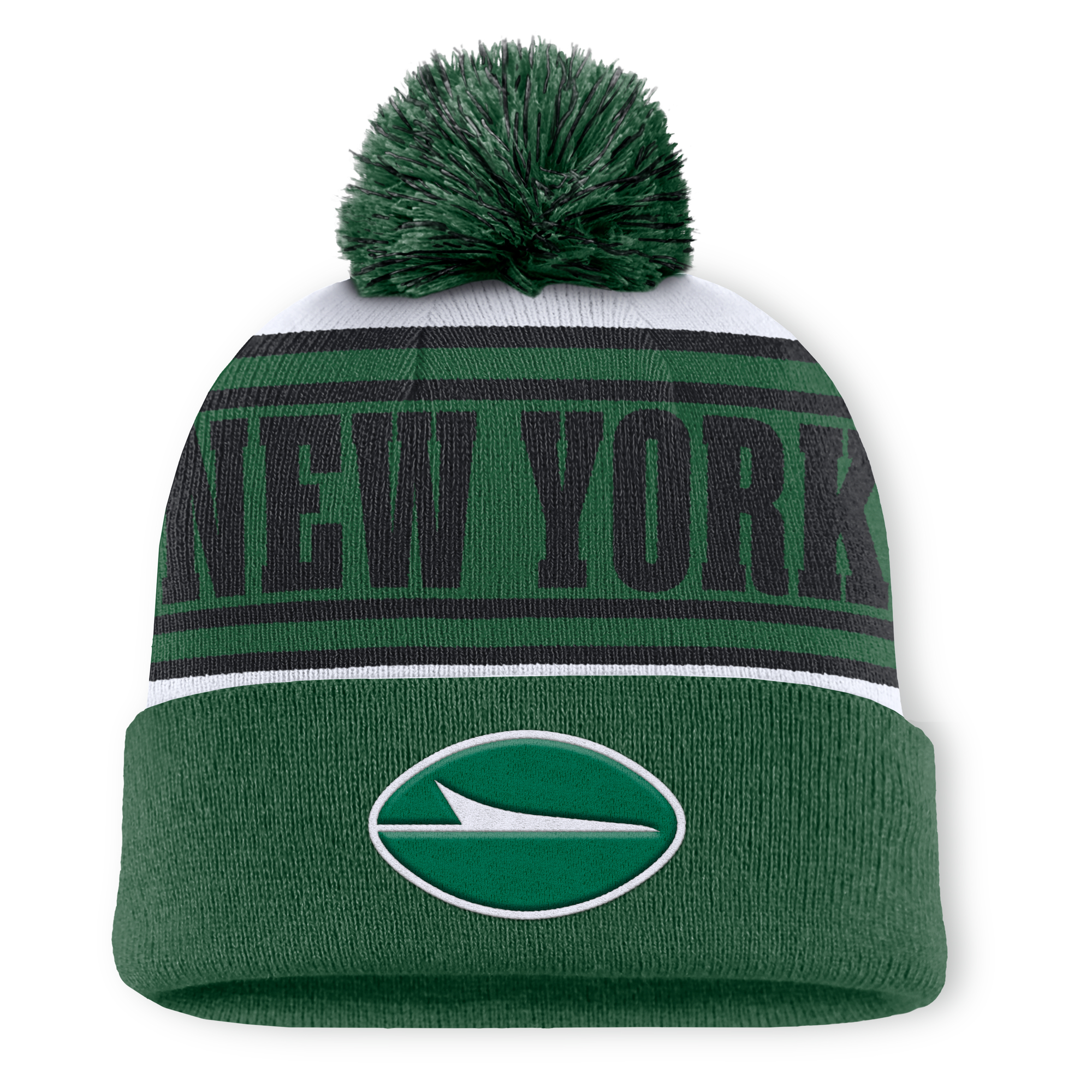 Men's Fanatics Green New York Jets Center Cuffed Knit Hat with Pom