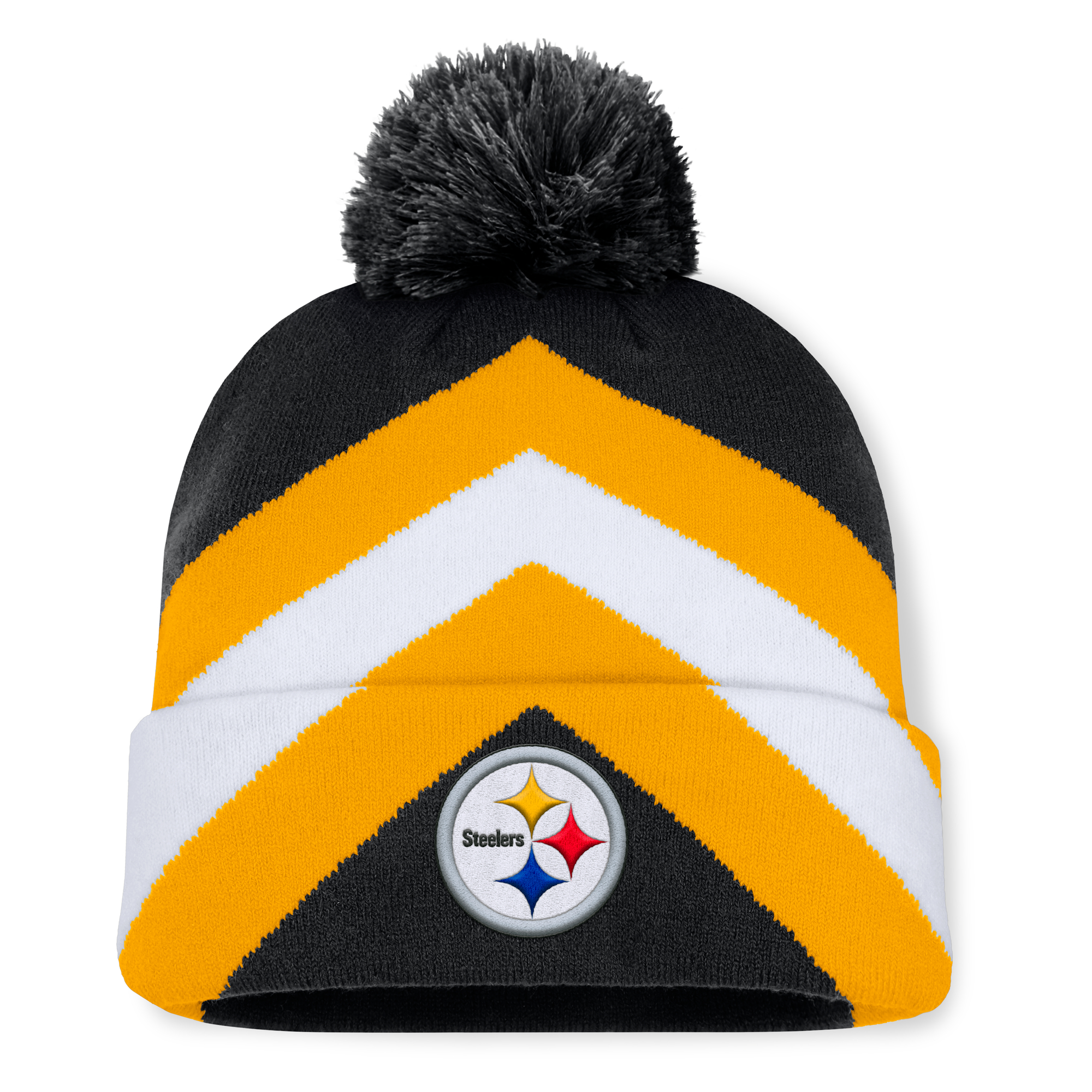 Women's Fanatics Black Pittsburgh Steelers Cornerback Cuffed Knit Hat with Pom