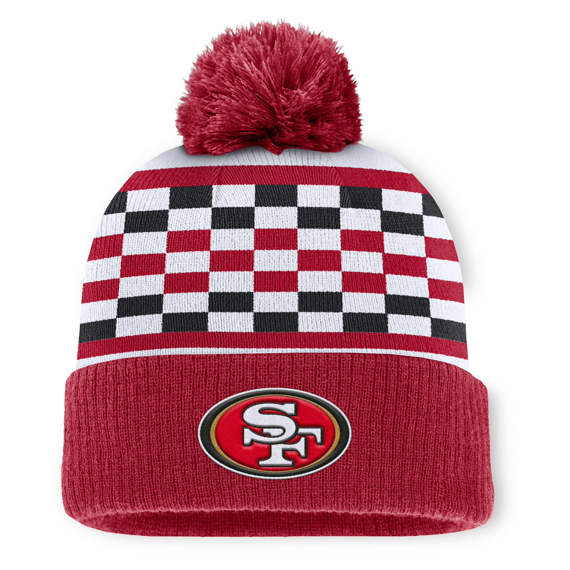 Women's Fanatics Scarlet San Francisco 49ers End Zone Cuffed Knit Hat with Pom