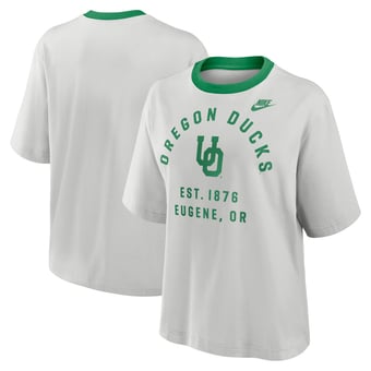 Women's Nike Gray Oregon Ducks Legacy Arch Script Boxy T-Shirt
