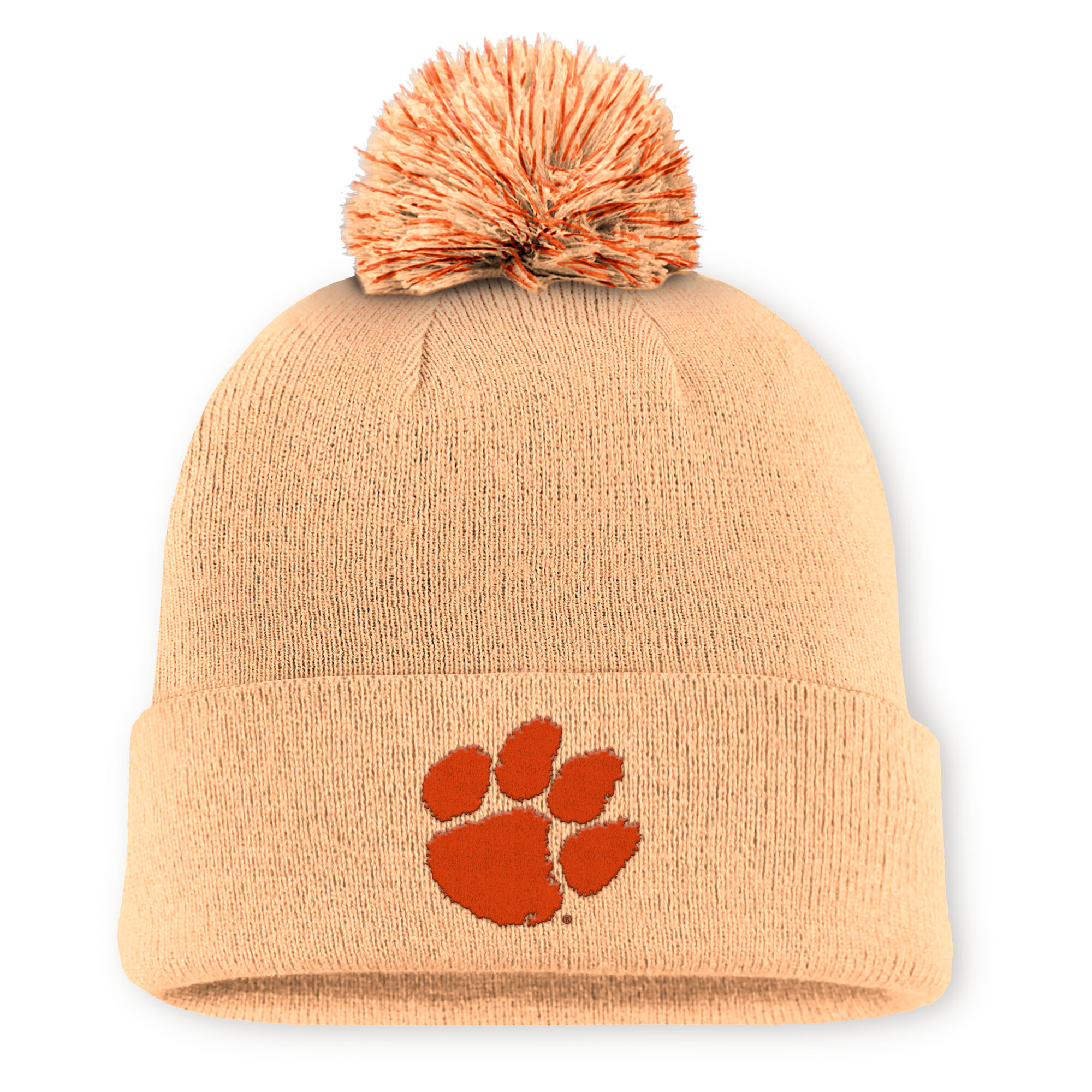 Men's Nike Light Orange Clemson Tigers Primetime Peak Campus Cuffed Knit Hat with Pom