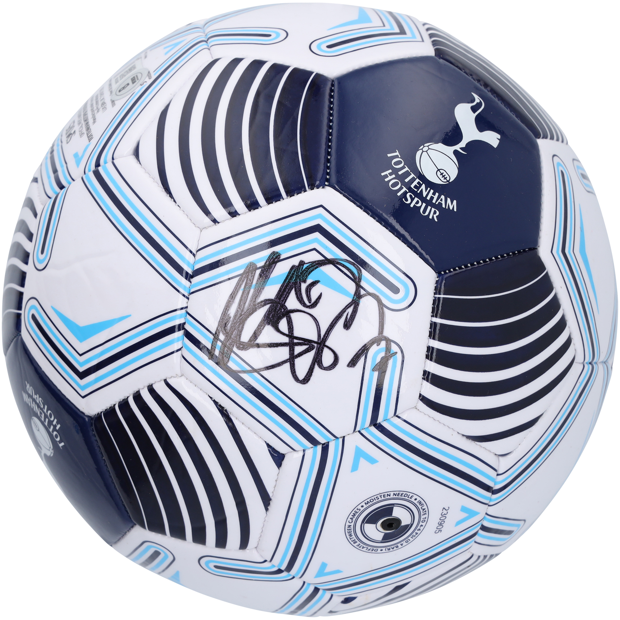 Son Heung-Min Tottenham Hotspur Autographed White/Navy Logo Soccer Ball