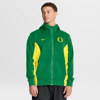 Men's Nike Green/Yellow Oregon Ducks Courtside Game Dri-FIT Full-Zip Hooded Jacket