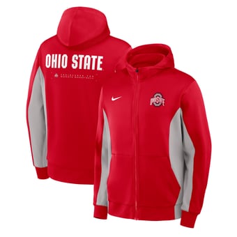 Men's Nike Scarlet/Gray Ohio State Buckeyes Courtside Game Dri-FIT Full-Zip Hooded Jacket
