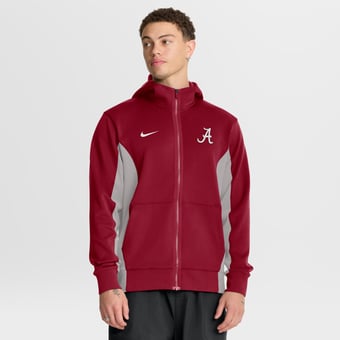 Men's Nike Crimson/Gray Alabama Crimson Tide Courtside Game Dri-FIT Full-Zip Hooded Jacket