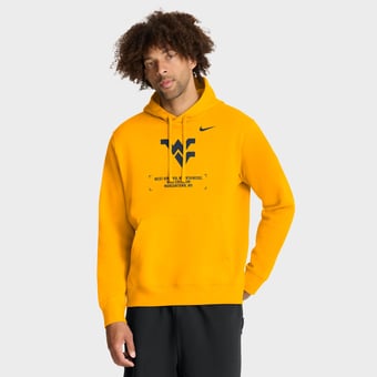 Men's Nike Gold West Virginia Mountaineers Basketball Two-Hit Club Fleece Pullover Hoodie
