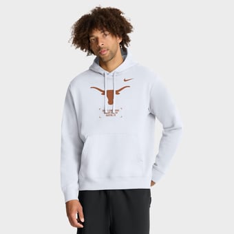 Men's Nike White Texas Longhorns Basketball Two-Hit Club Fleece Pullover Hoodie