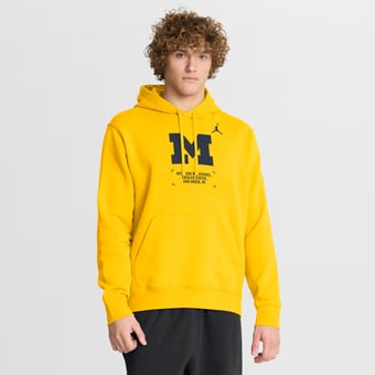 Men's Jordan Brand Maize Michigan Wolverines Basketball Two-Hit Club Fleece Pullover Hoodie