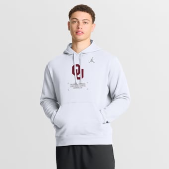 Men's Jordan Brand White Oklahoma Sooners Basketball Two-Hit Club Fleece Pullover Hoodie