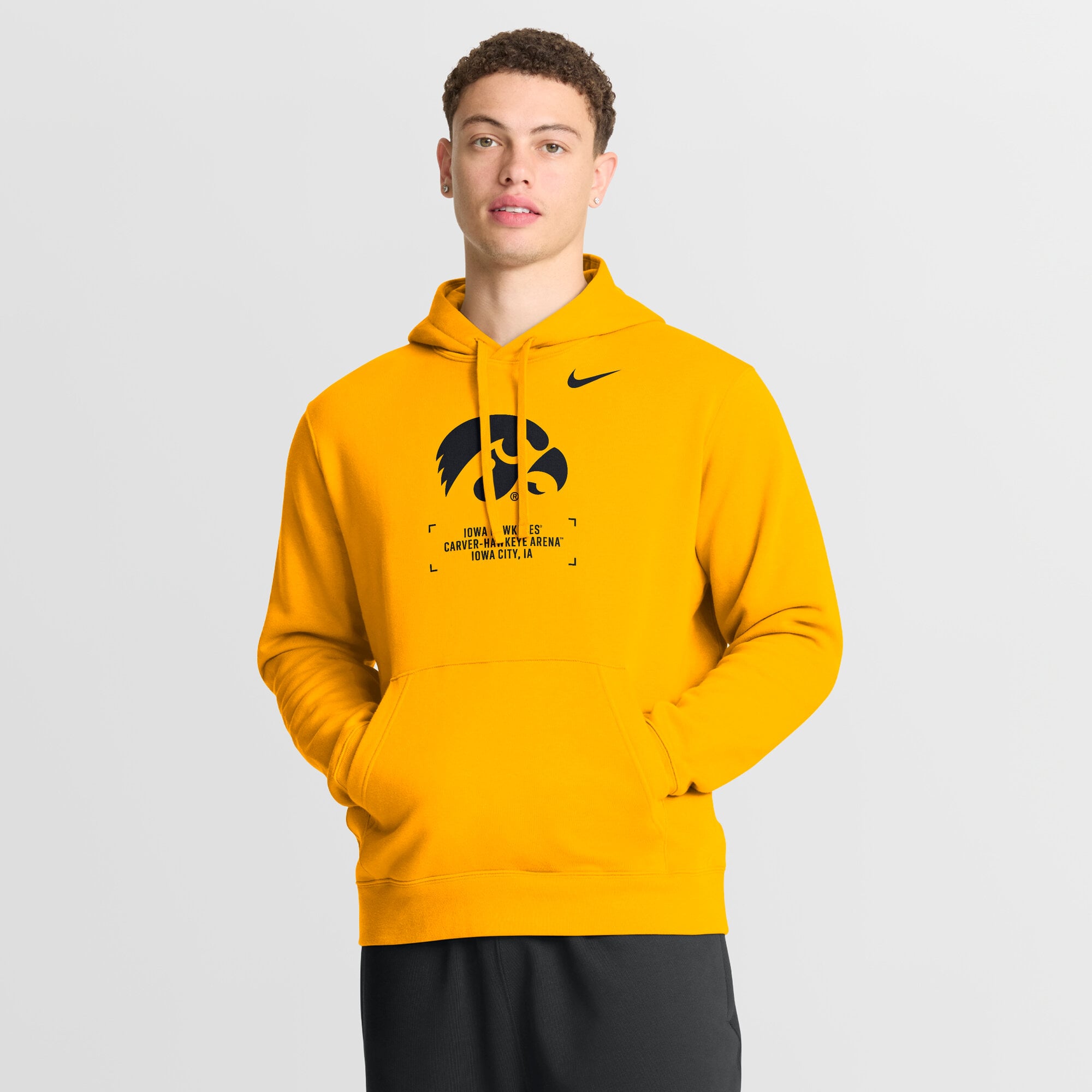 Men's Nike Gold Iowa Hawkeyes Basketball Two-Hit Club Fleece Pullover Hoodie