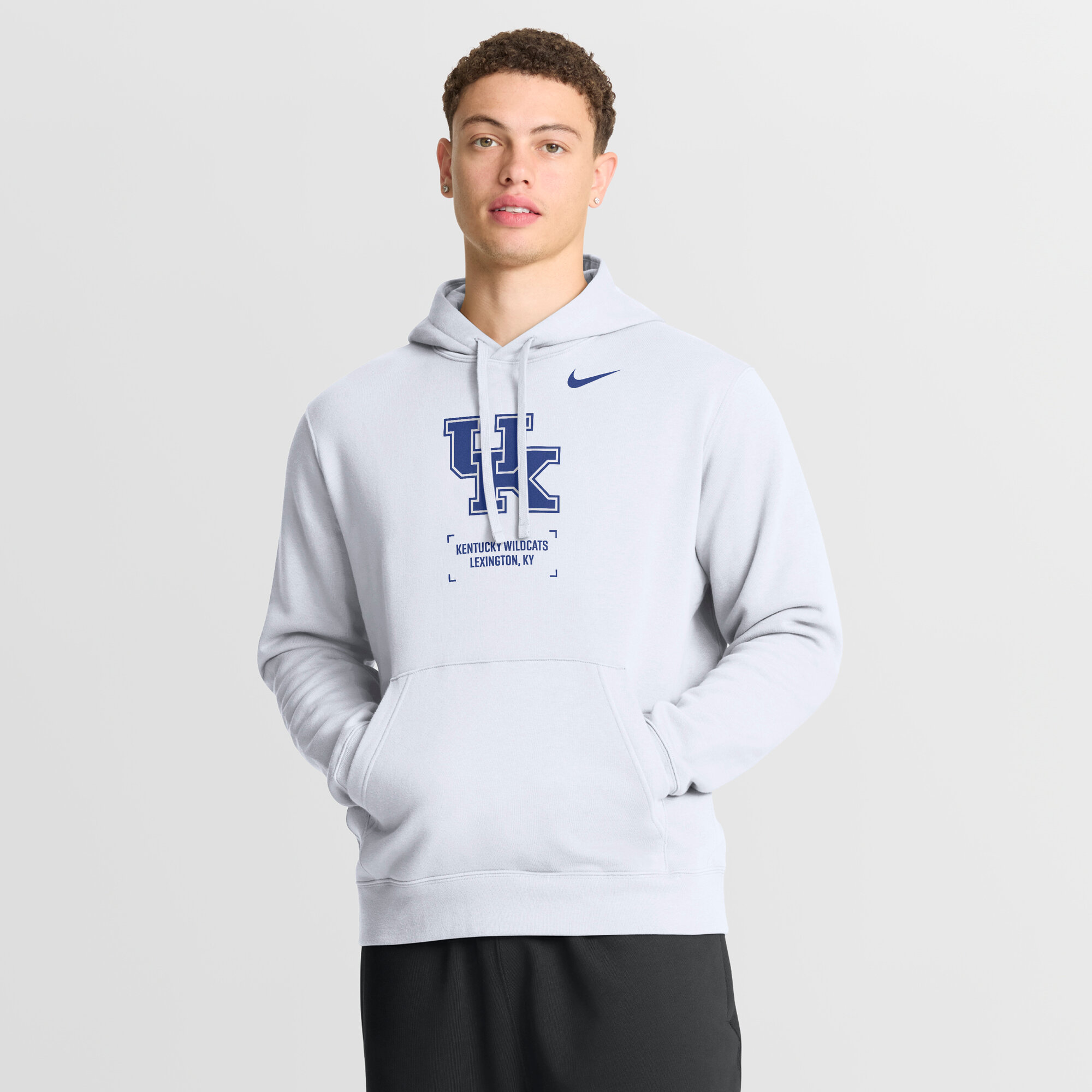 Men’s Nike White Kentucky Wildcats Basketball Two-Hit Club Fleece Pullover Hoodie
