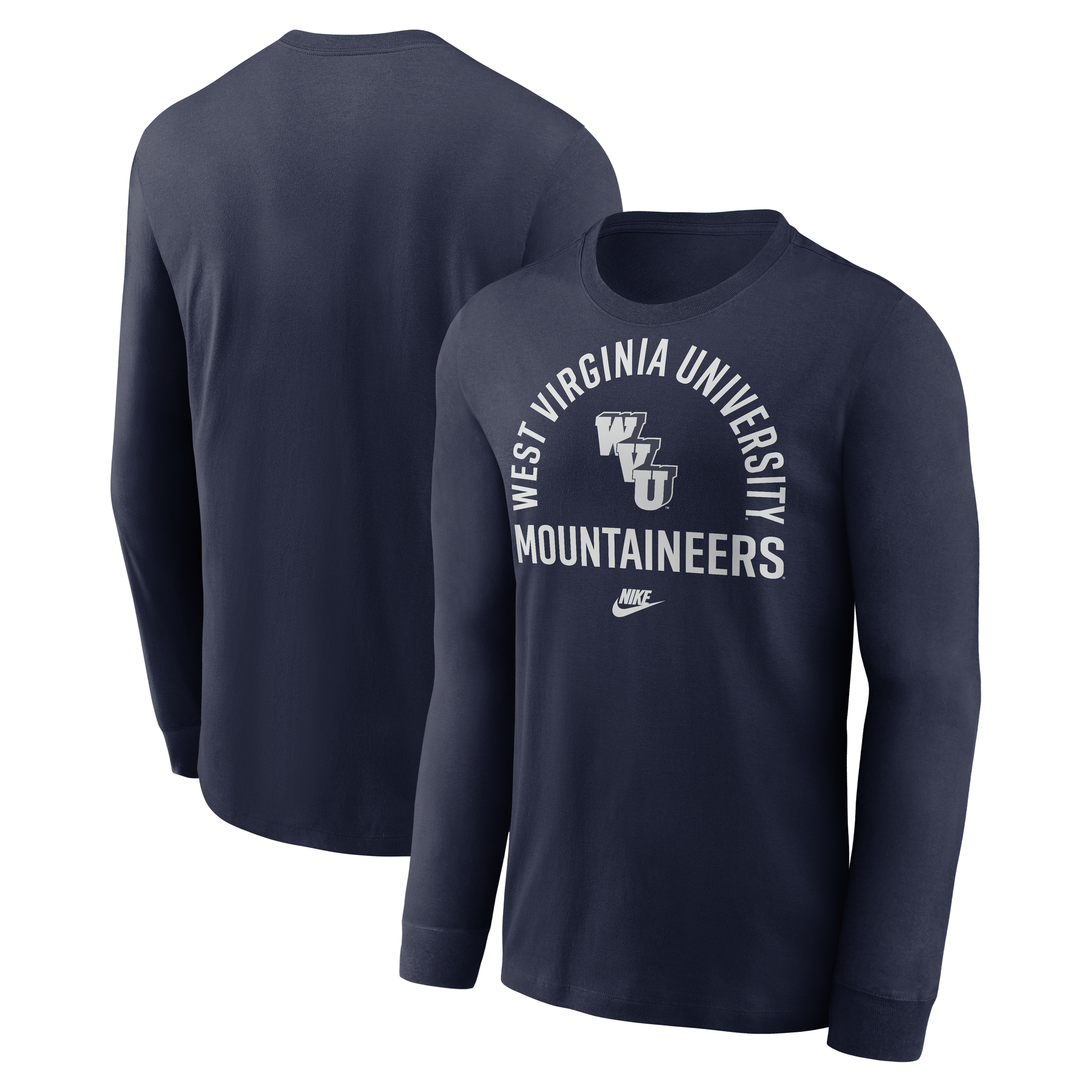 Men's Nike Navy West Virginia Mountaineers Legacy Arched Logo Long Sleeve T-Shirt