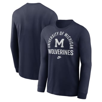 Men's Nike Navy Michigan Wolverines Legacy Arched Logo Long Sleeve T-Shirt